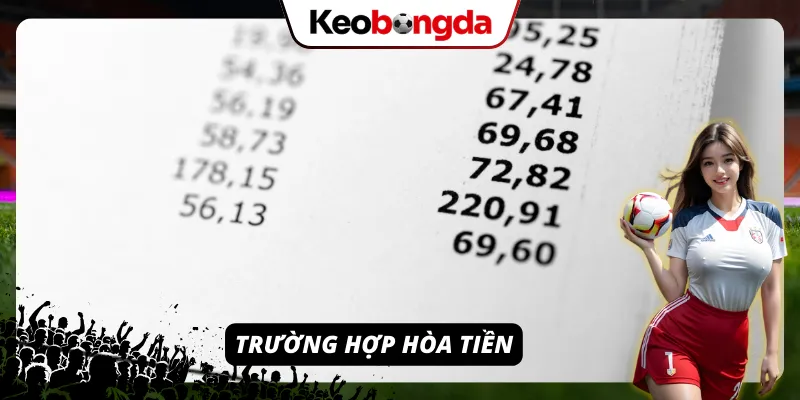 Trường hợp Hòa tiền trong kèo chấp 2 trái